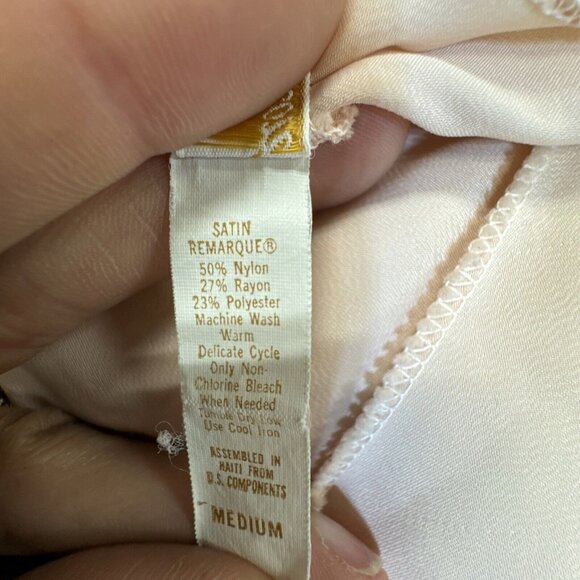 Vtg Barbizon Satin Remarque Womens Lace Chemise Medium Pale Pink Lace - Picture 14 of 14